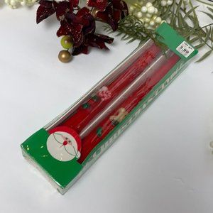 Red Vintage 10” Christmas Tapered Candles “Filled Stockings”